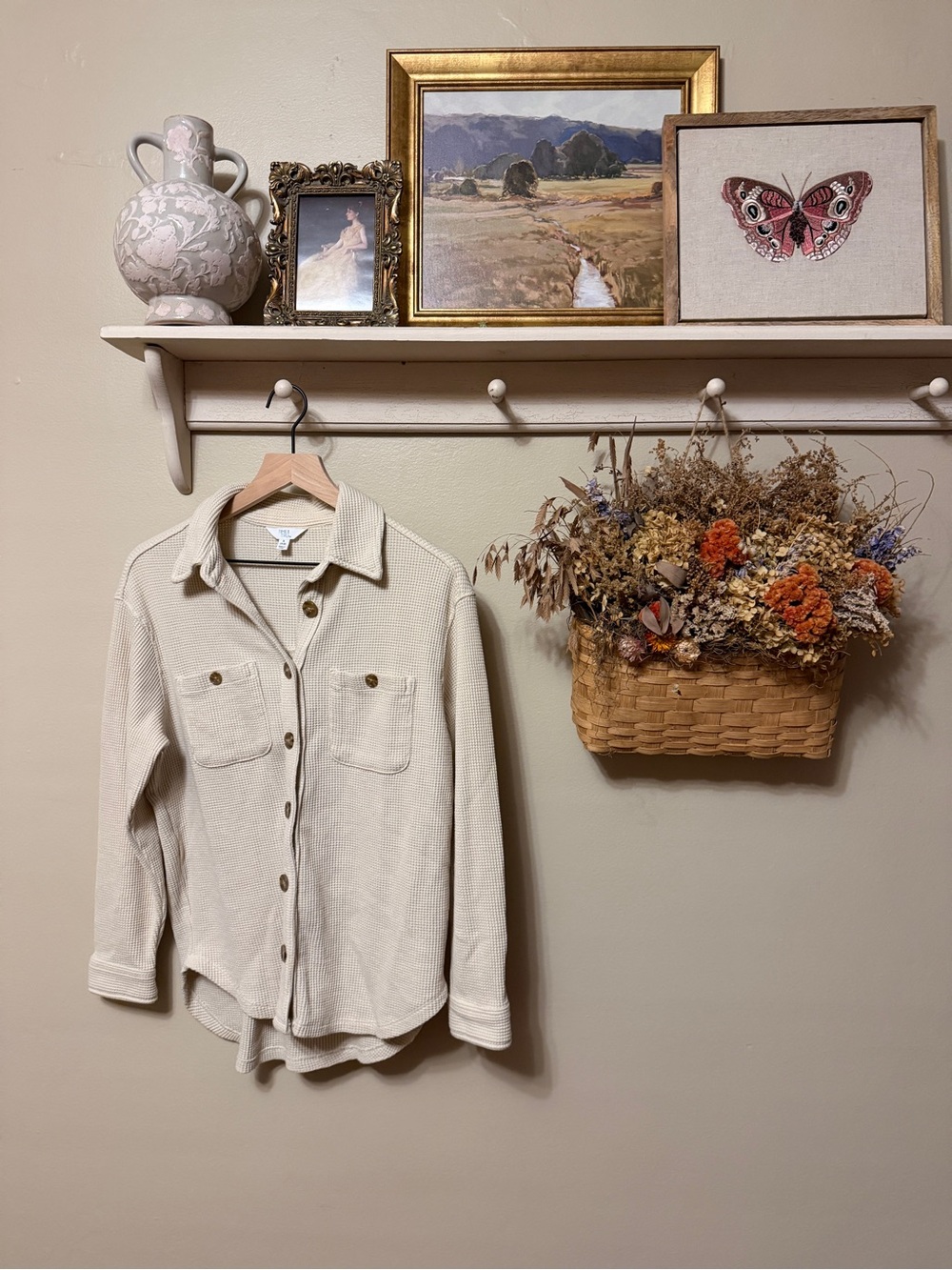 Cream Button-Front Shacket